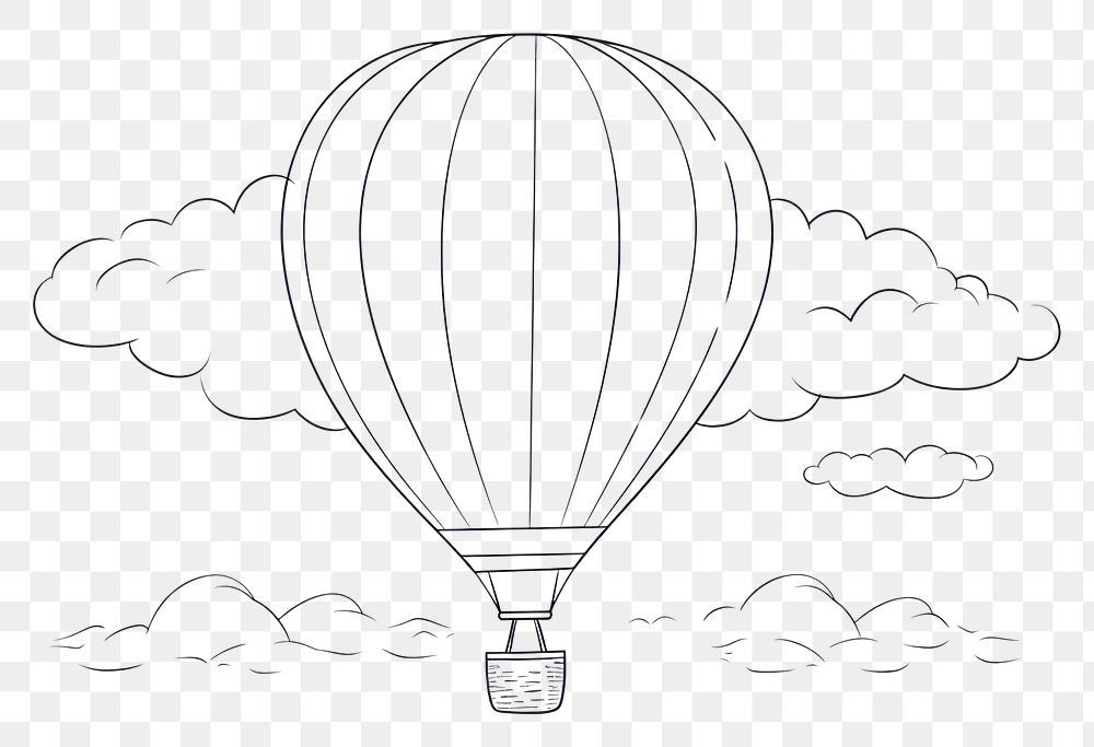 PNG Air balloon outline sketch aircraft vehicle white.