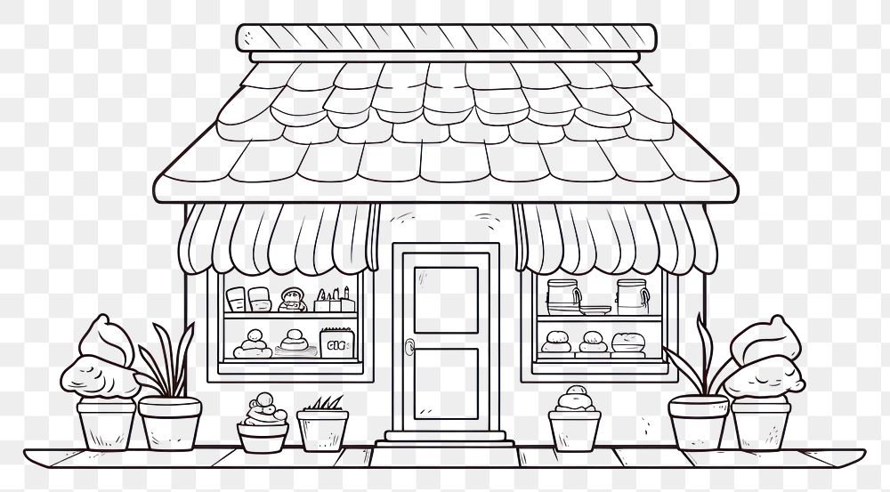 PNG Bakery outline sketch drawing architecture illustrated