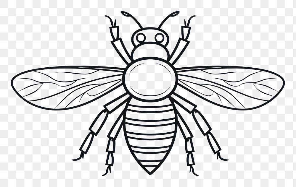 PNG Bee outline sketch insect animal white.