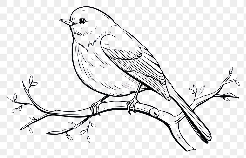 PNG Bird outline sketch drawing animal illustrated.