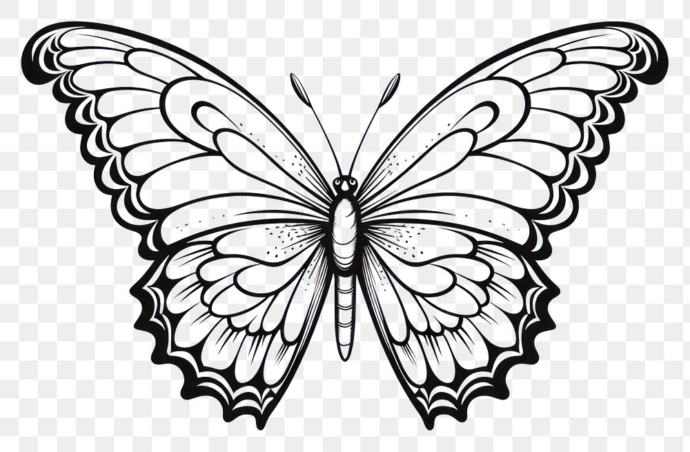 PNG Butterfly outline sketch drawing white white background.
