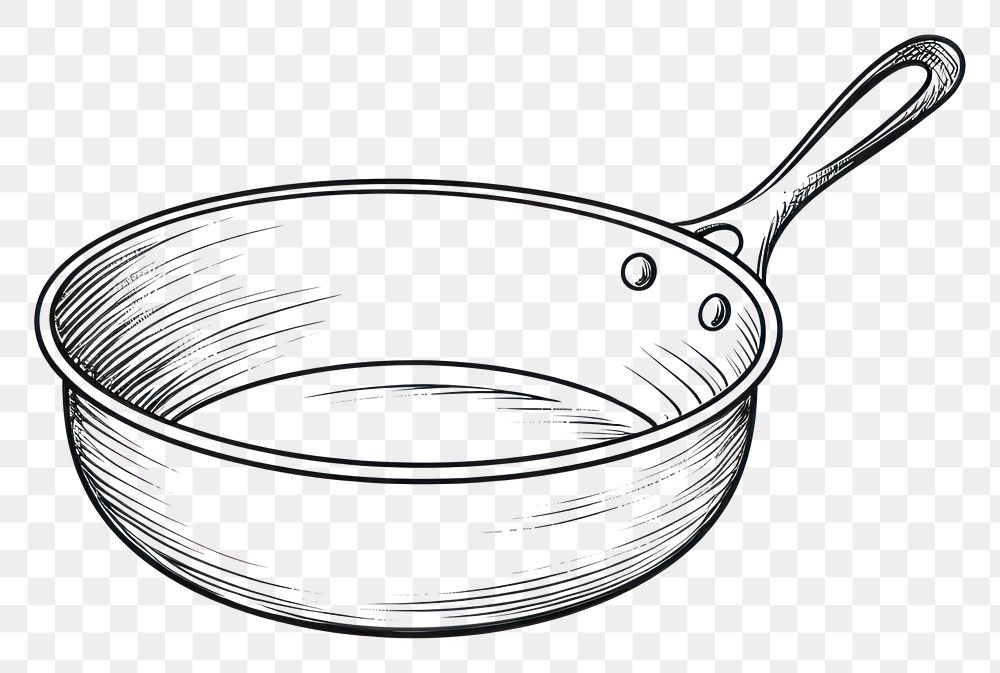 PNG Cast iron pan sketch line white background.