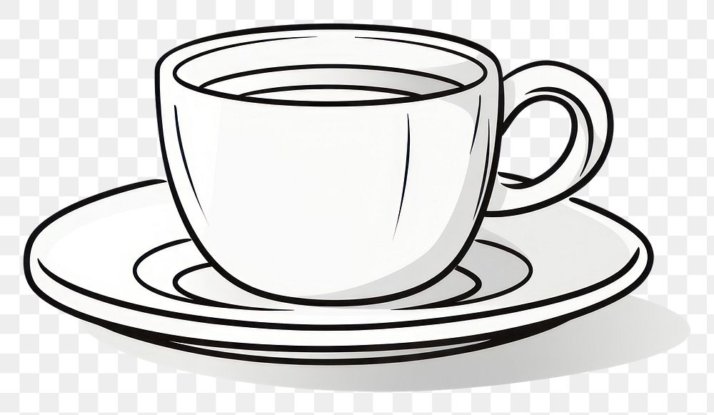 PNG Coffee cup outline sketch saucer drink mug.