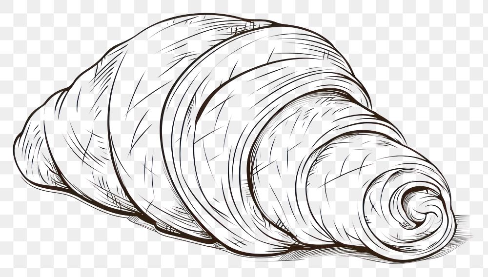 PNG Croissant outline sketch drawing viennoiserie invertebrate.