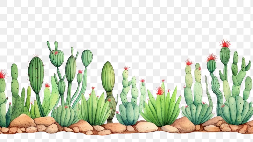 PNG Cactus bottom border plant white background tranquility.