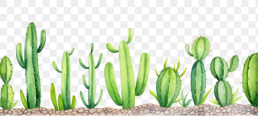 PNG Cactus bottom border plant white background outdoors.