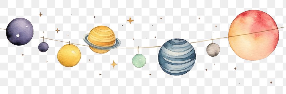 PNG Astrological planets bottom border astronomy space white background.