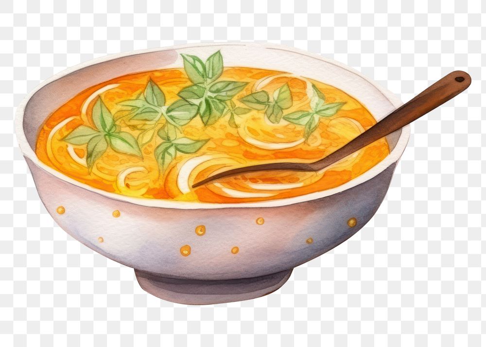 PNG Pumpkin soup bowl dish spoon.
