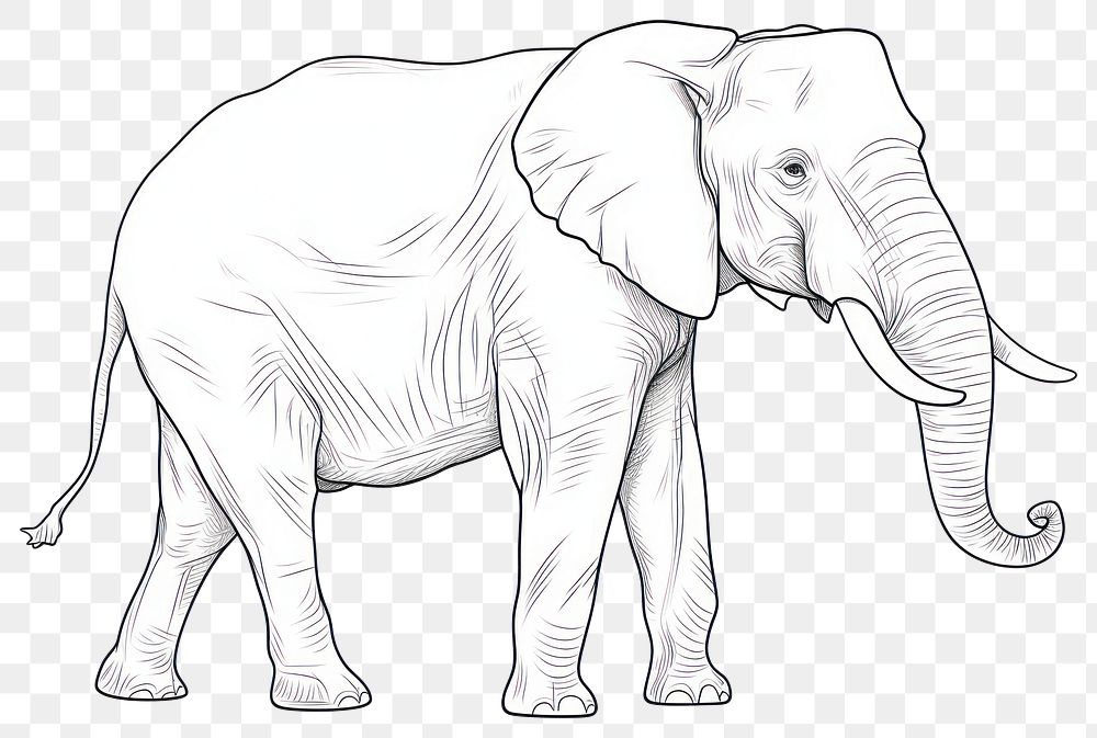 PNG Elephant outline sketch wildlife drawing animal.