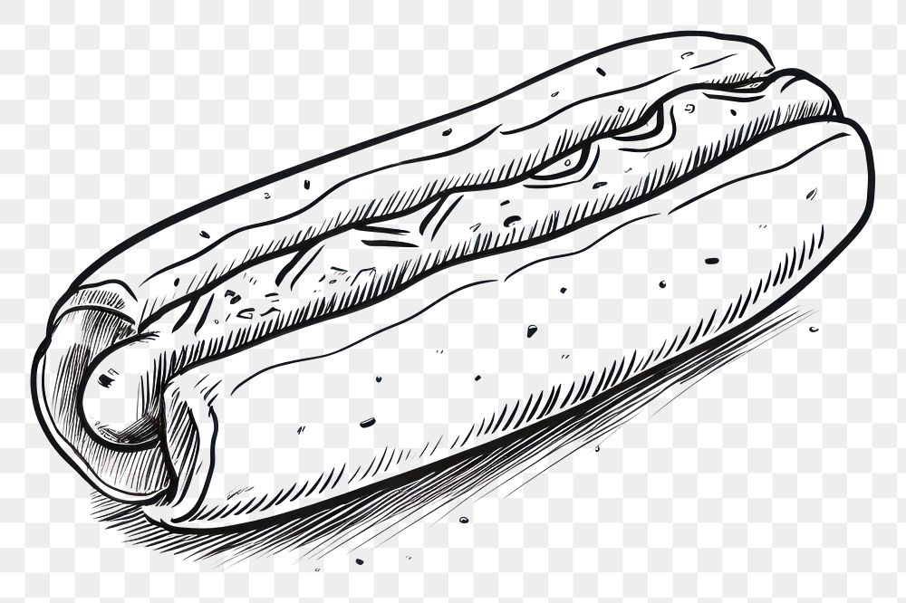 PNG Hot dog sketch drawing food.