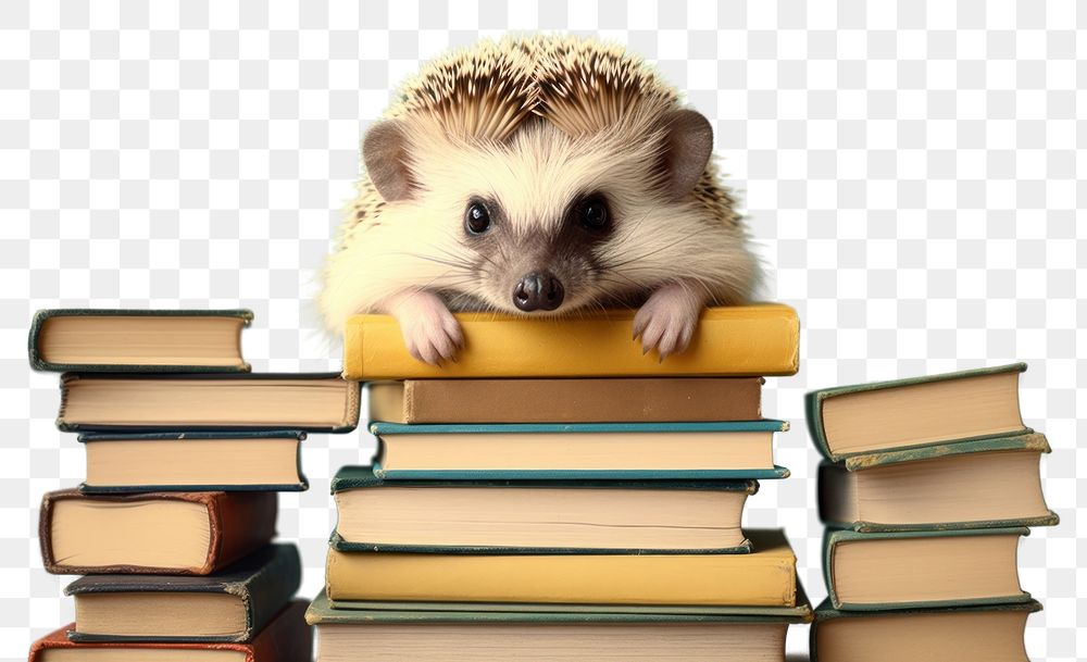 PNG Hedgehog reading publication animal mammal.