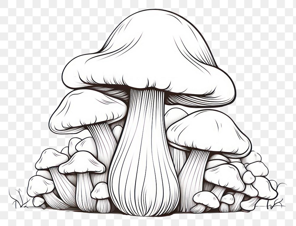 PNG Mushroom outline sketch drawing fungus plant.