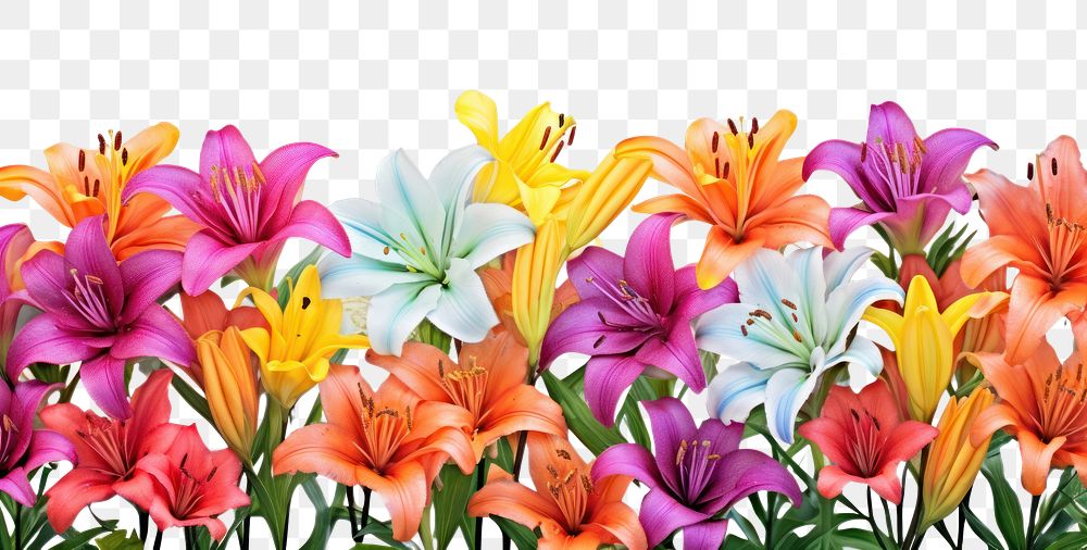 PNG Colorful lilies field backgrounds outdoors flower.