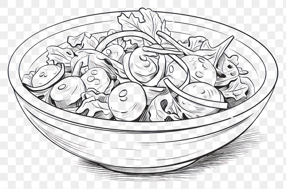 PNG Salad outline sketch seafood drawing doodle.