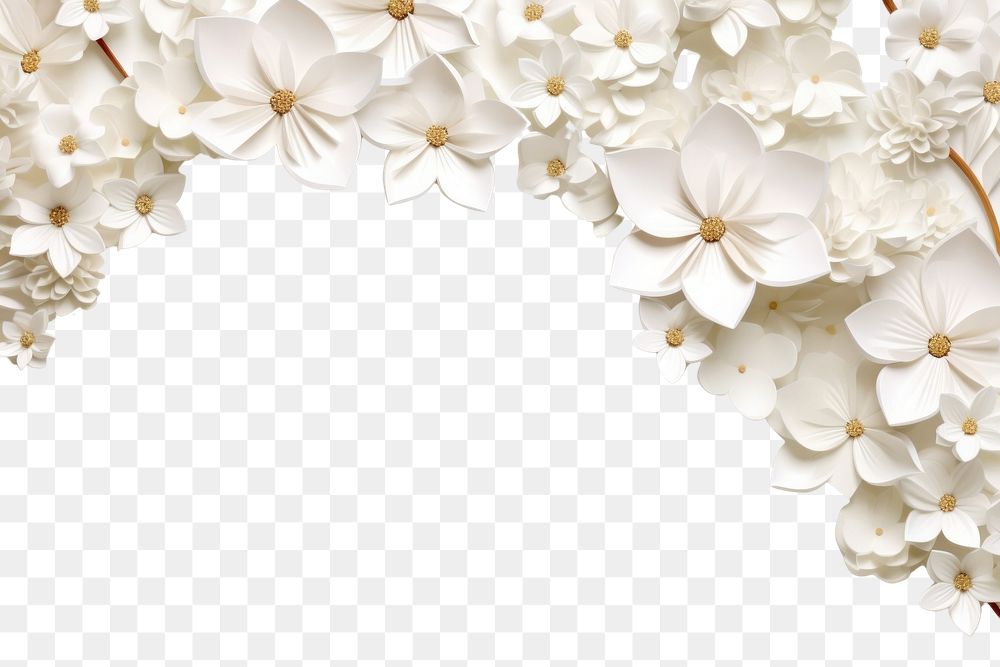PNG White flower floral border backgrounds pattern petal.