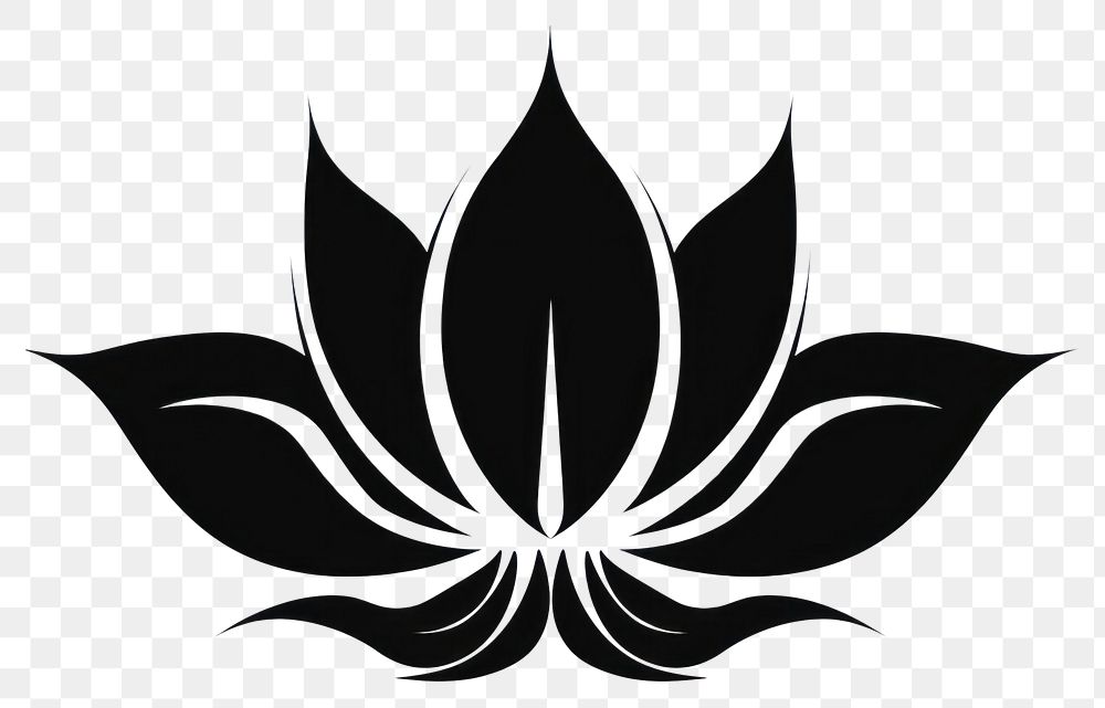 PNG Thai lotus flower black white logo.