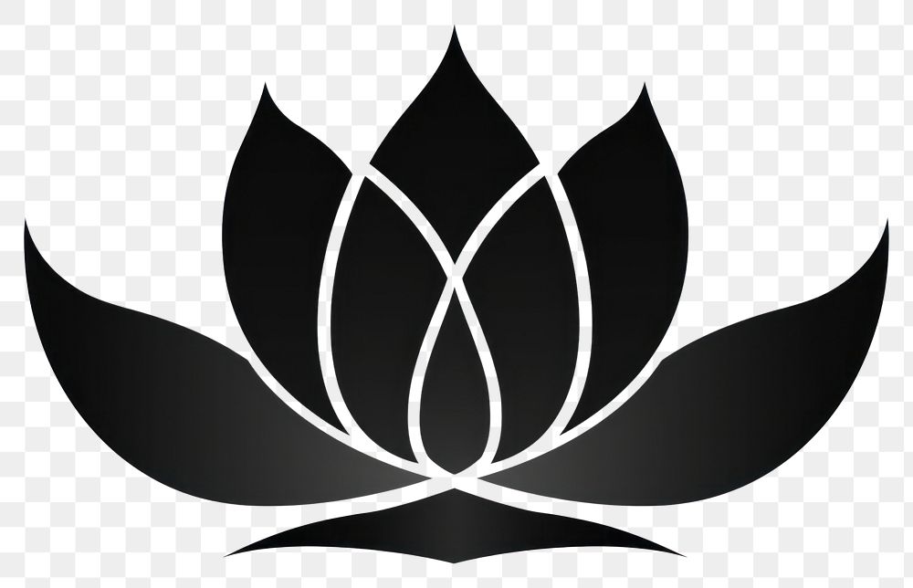 PNG Thai lotus flower black white logo.