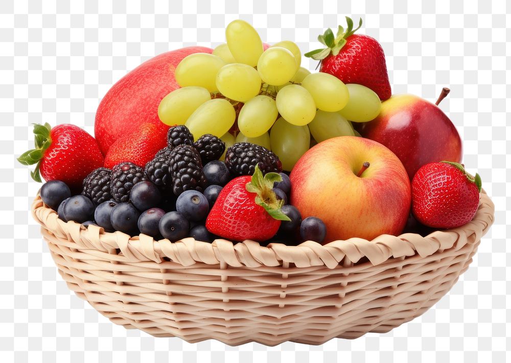 PNG Fruit basket strawberry blackberry blueberry.