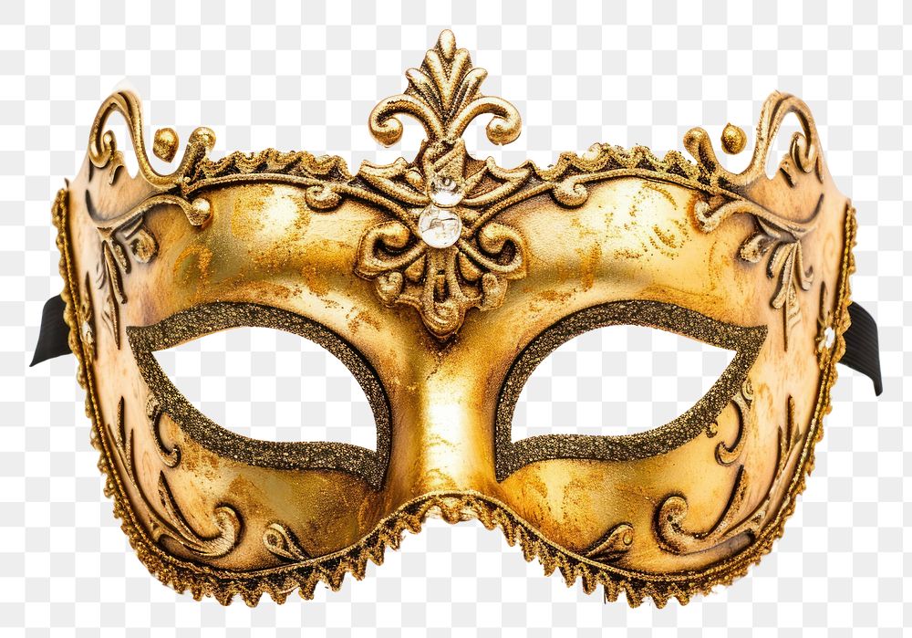 PNG Golden carnival Venetian mask white background venetian mask celebration.