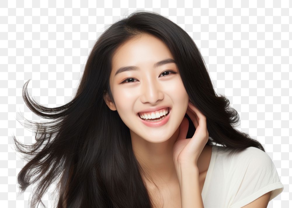 PNG Portrait of positive cheerful asian pretty girl portrait adult smile.