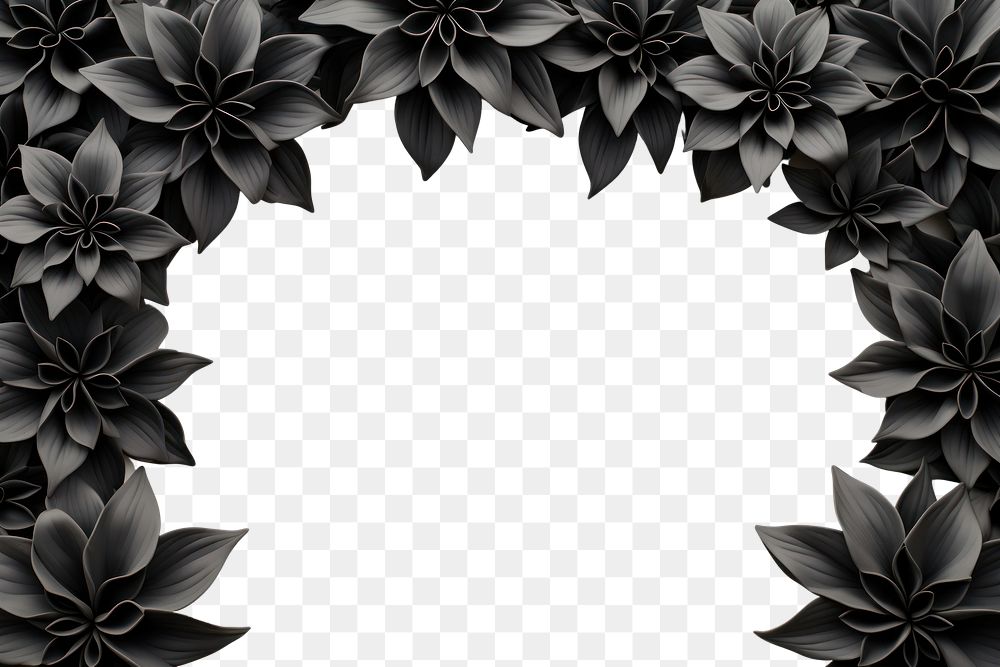 PNG Black flower floral border backgrounds plant white background.