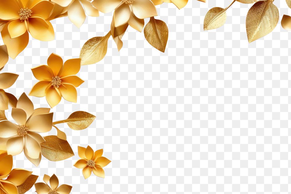 PNG Gold flower floral border backgrounds pattern petal.