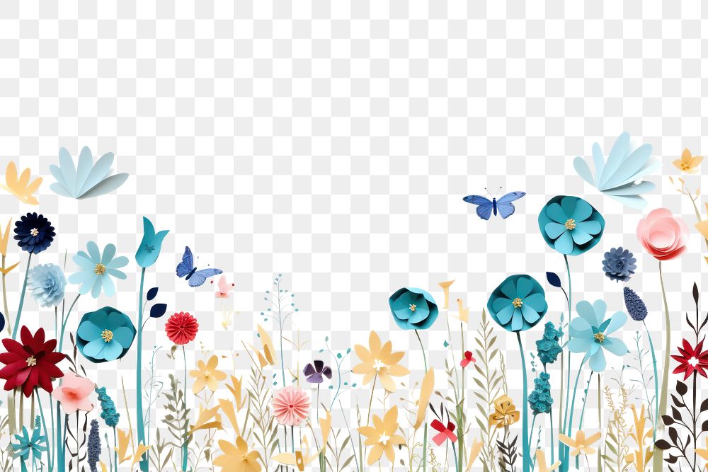 PNG Meadow floral border backgrounds outdoors pattern.