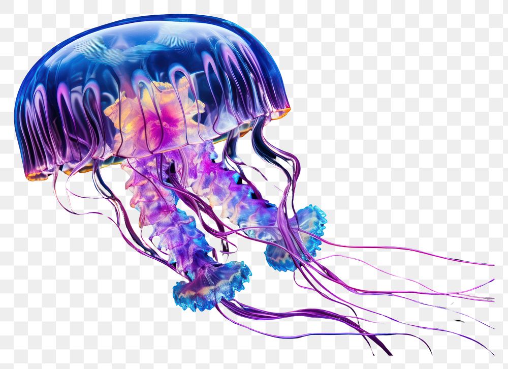 PNG Neon individaul jellyfish animal invertebrate zooplankton.