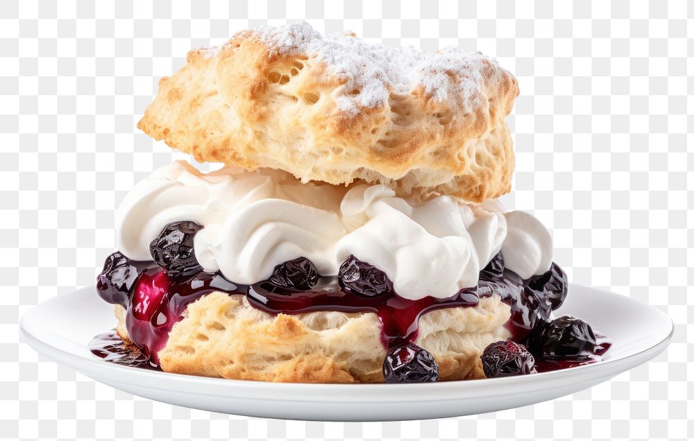 PNG Blueberry jam Scones cream dessert whipped.