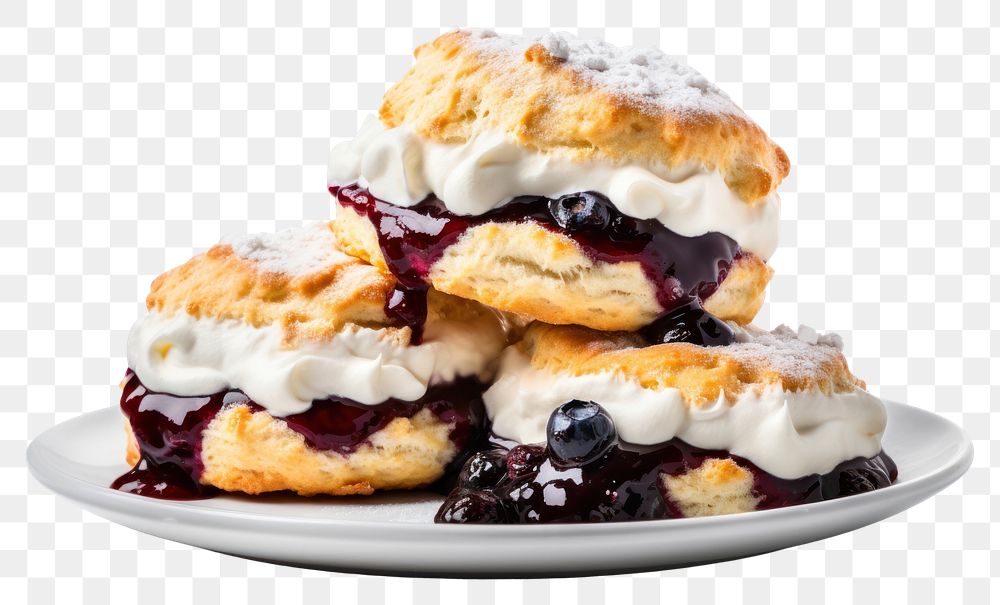 PNG Blueberry jam Scones dessert scone plate.