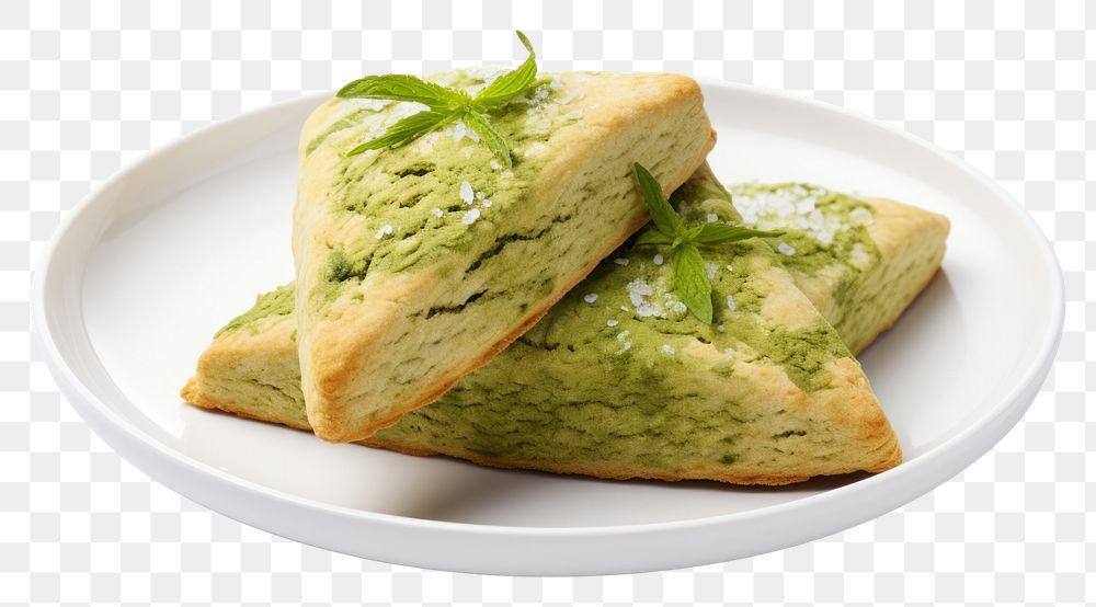 PNG Green Tea Scones plate bread green.