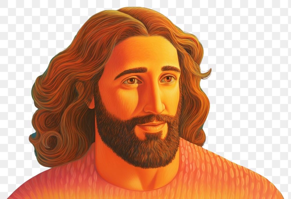 PNG Jesus chirst portrait beard adult.