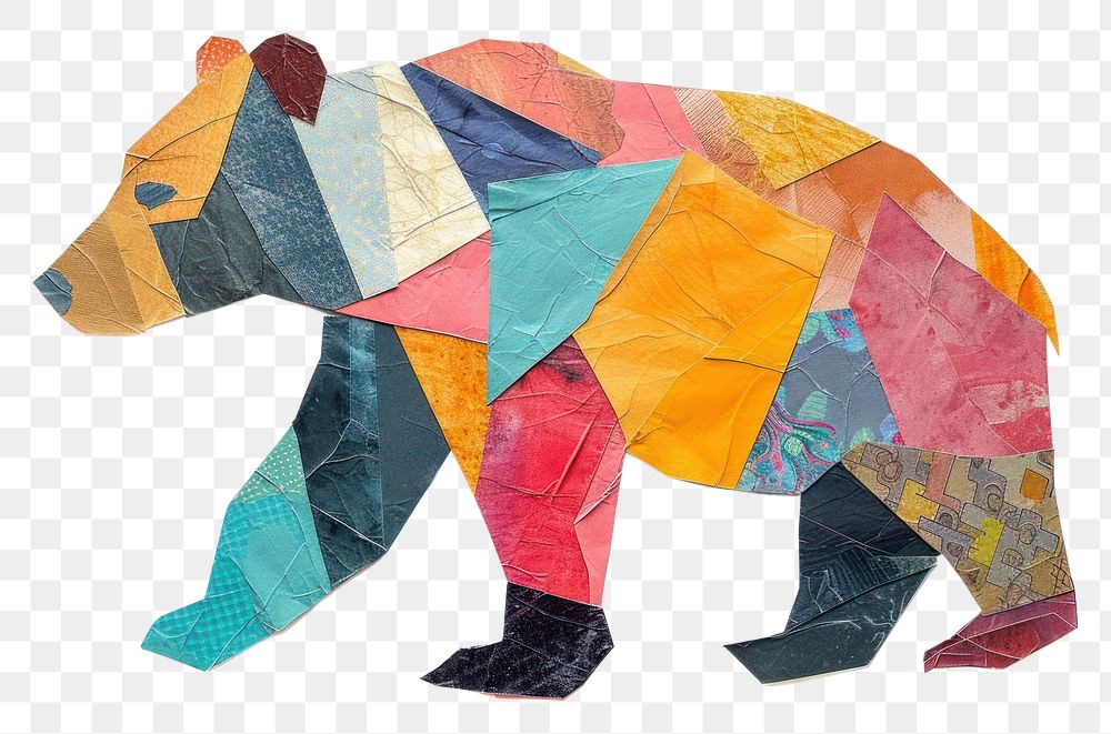 PNG Bear origami mammal animal.