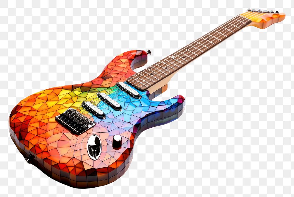 PNG 3D pixel art guitar white background creativity fretboard.