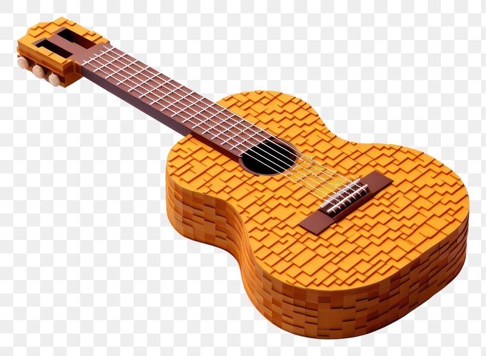 PNG 3D pixel art guiter guitar white background string.