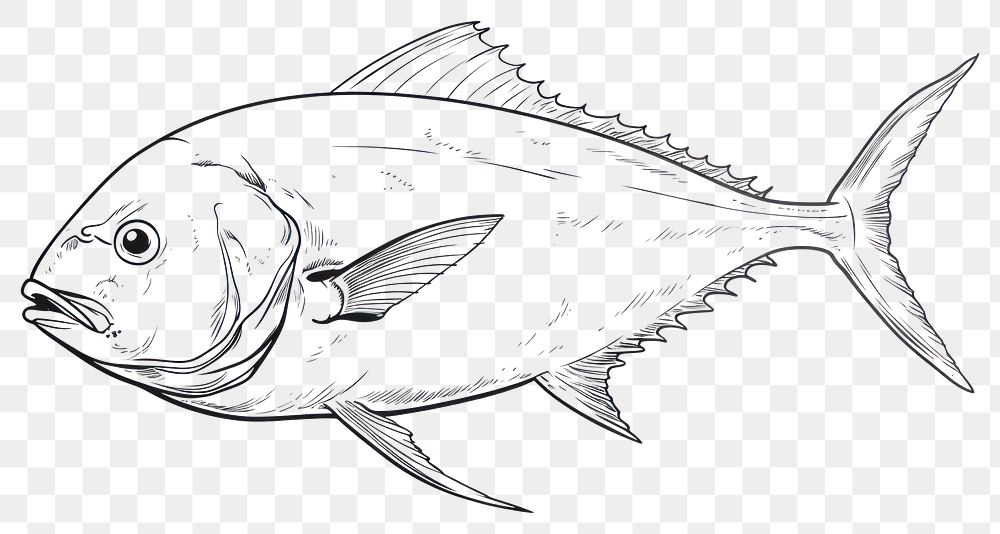 PNG  Tuna sketch drawing animal.