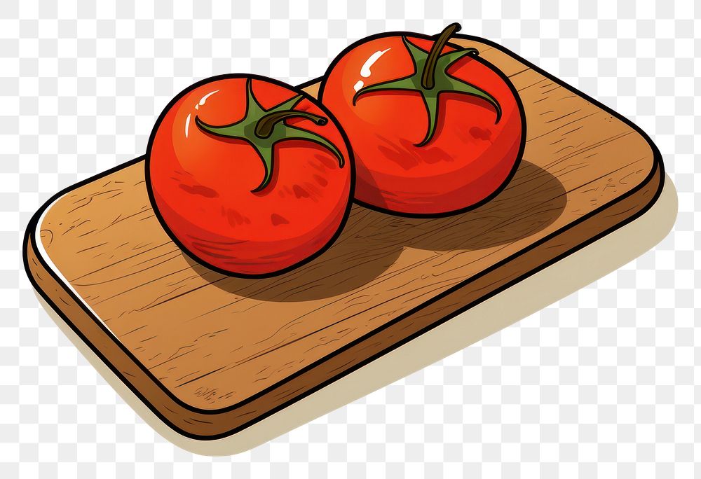 PNG Tomato on cuttingboard vegetable plant food.