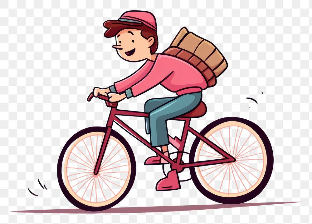 PNG Student riding bicycle vehicle cycling cartoon.