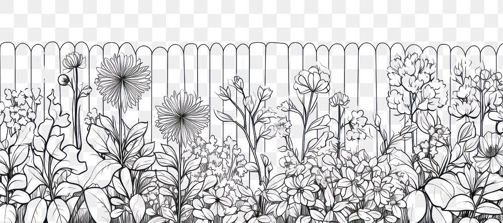 PNG Flower backyard sketch backgrounds pattern.