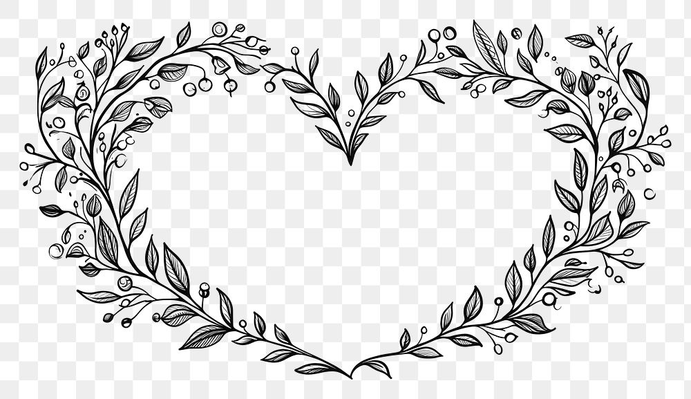 PNG Heart border sketch pattern drawing.