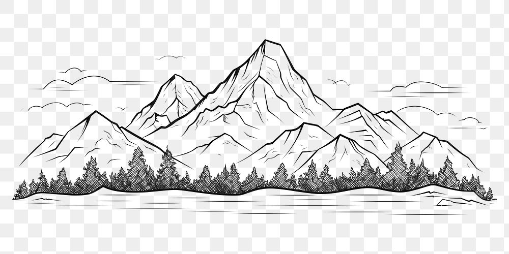 PNG Mountain sketch outdoors drawing.