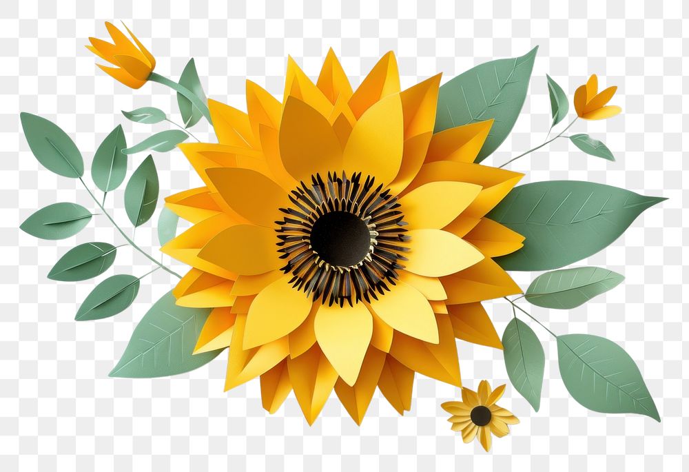 PNG Sunflower plant art inflorescence.