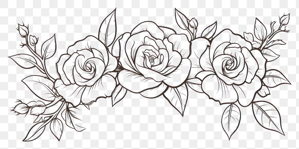 PNG Rose frame sketch pattern drawing.