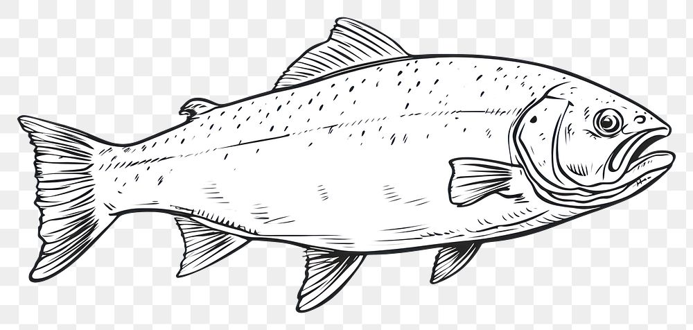 PNG Salmon animal sketch trout.