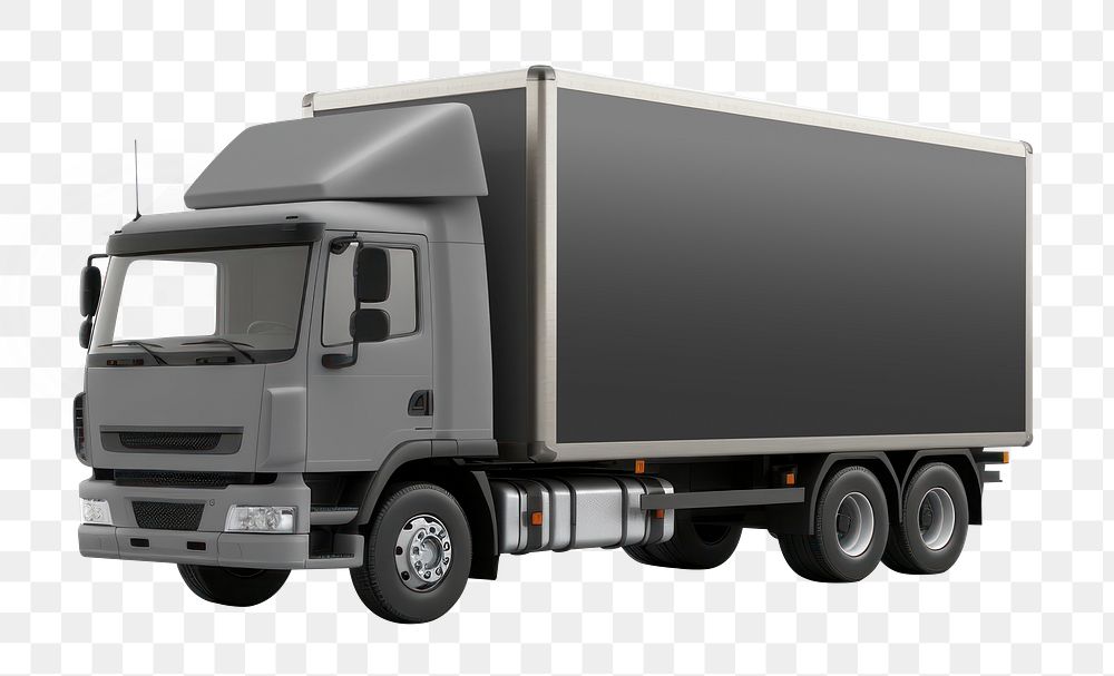 Black delivery truck png, transparent background