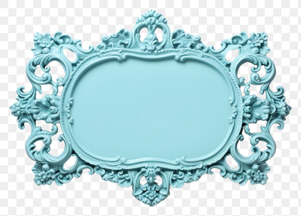 PNG Blue turquoise frame white background.