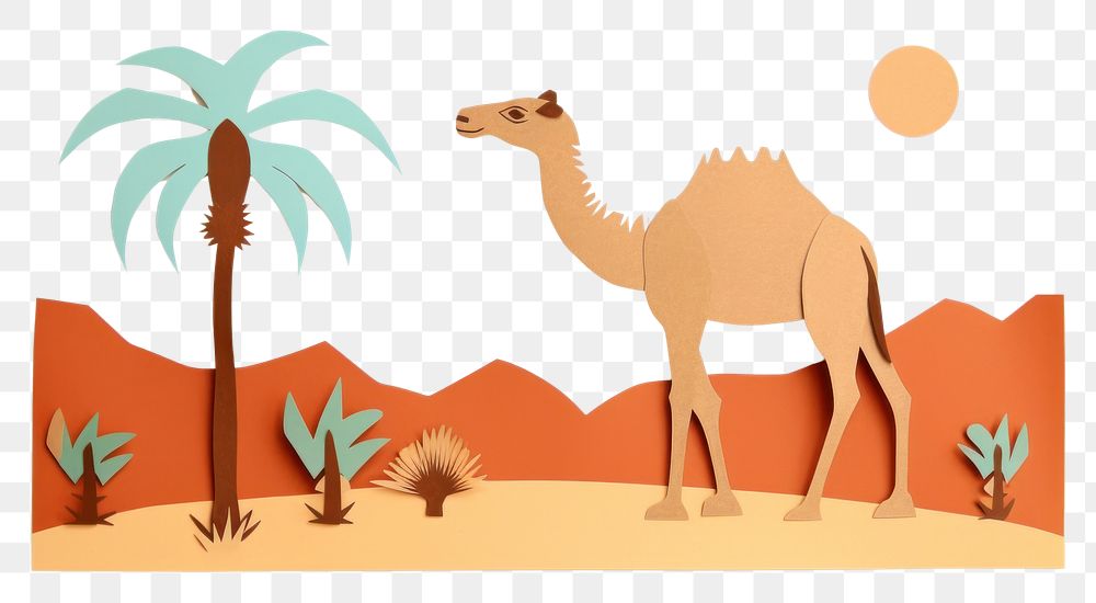 PNG Desert with camel animal mammal art.
