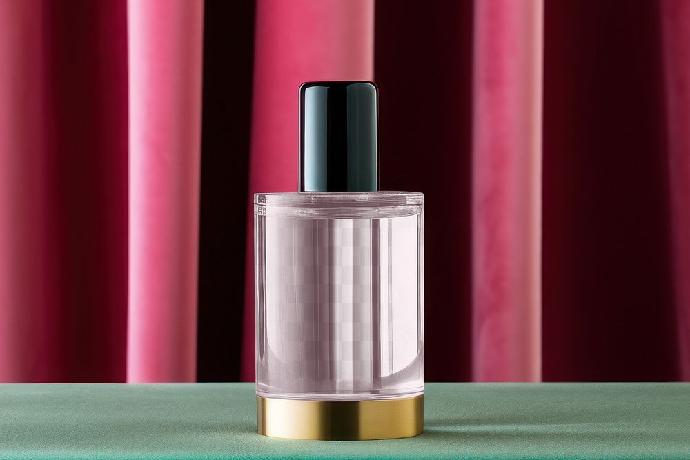 Perfume bottle label png product mockup, transparent design