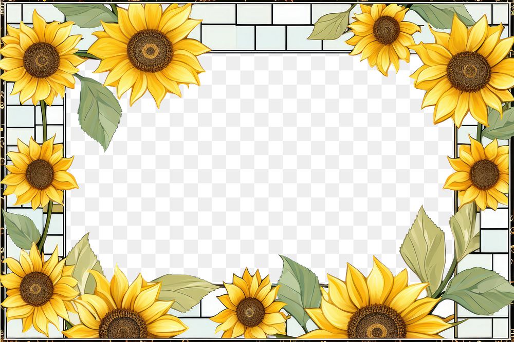 PNG Sunflower mosaic frame backgrounds plant art.