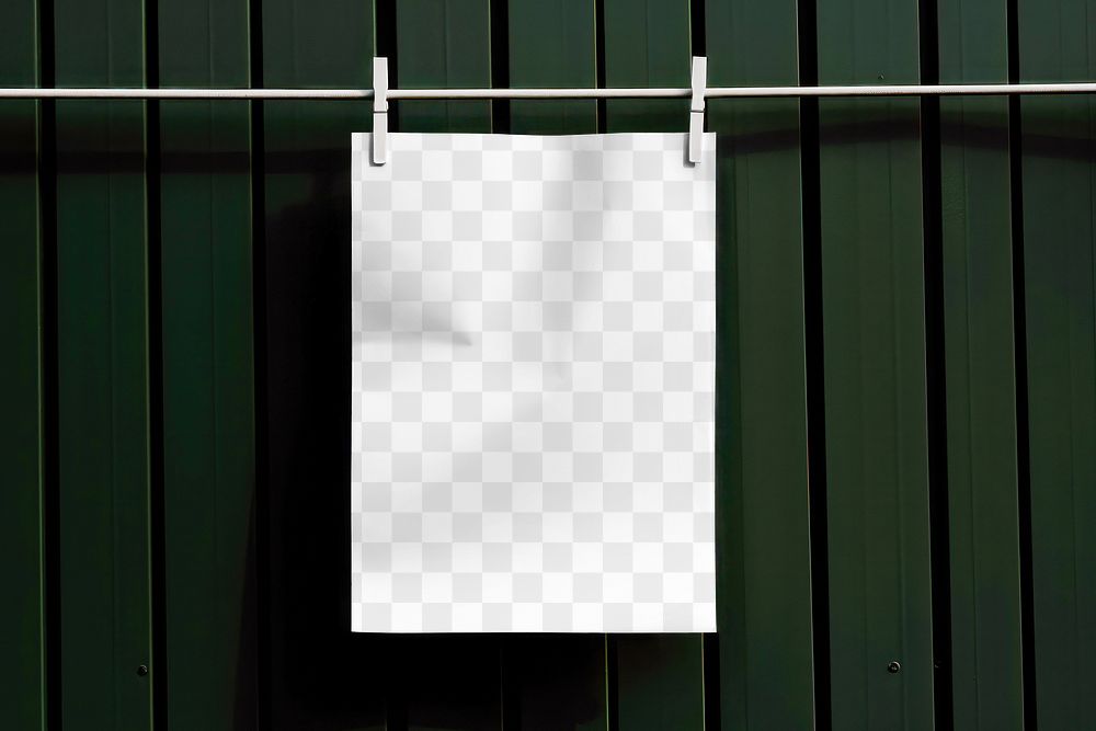 Hanging poster png product mockup, transparent design